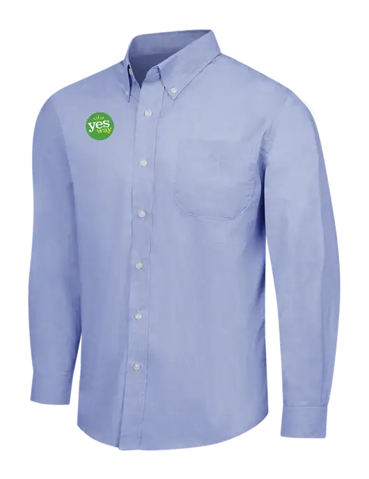 Light Slate Blue Crosshatch Easy Care Shirt w/Yesway Logo
