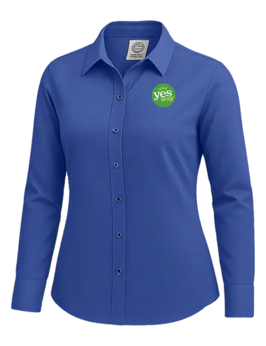 Brooks Brothers Womens Royal Blue Wrinkle-Free Stretch Nailhead Shirt w/Yesway Logo