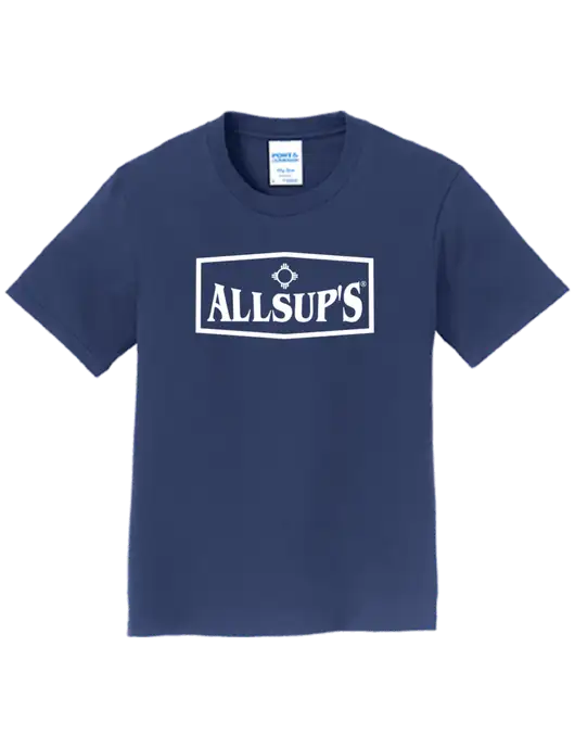 Youth Ring Spun Navy 4.5 oz T-Shirt w/ALLSUP'S Logo