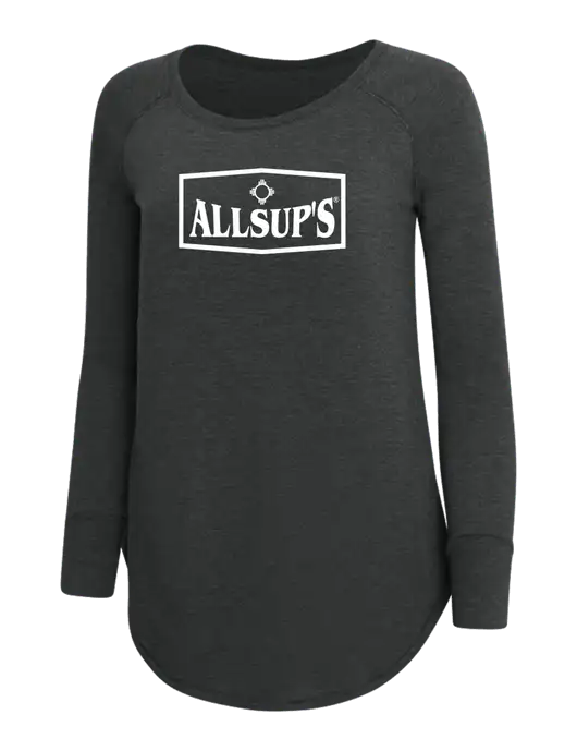 Womens Perfect Wide Collar Tunic Tri-Blend Black Frost 4.5 oz T-Shirt w/ALLSUP'S Logo