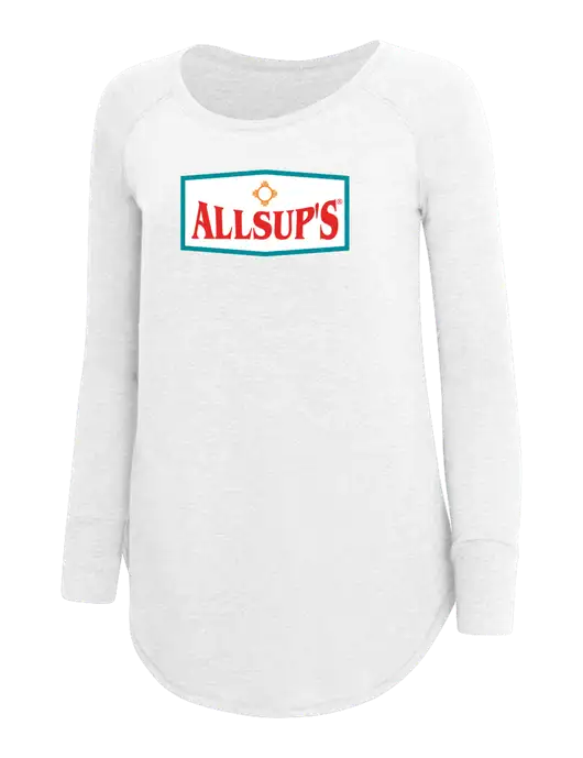 Womens Perfect Wide Collar Tunic Tri-Blend White 4.5 oz T-Shirt w/ALLSUP'S Logo