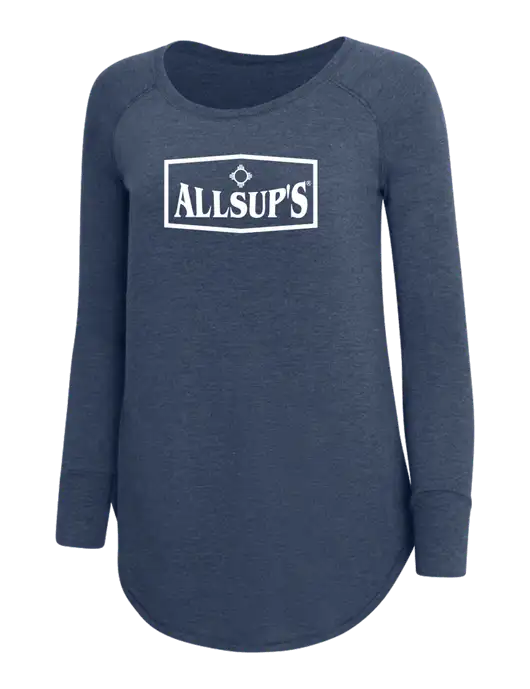 Womens Perfect Wide Collar Tunic Tri-Blend Navy Frost 4.5 oz T-Shirt w/ALLSUP'S Logo