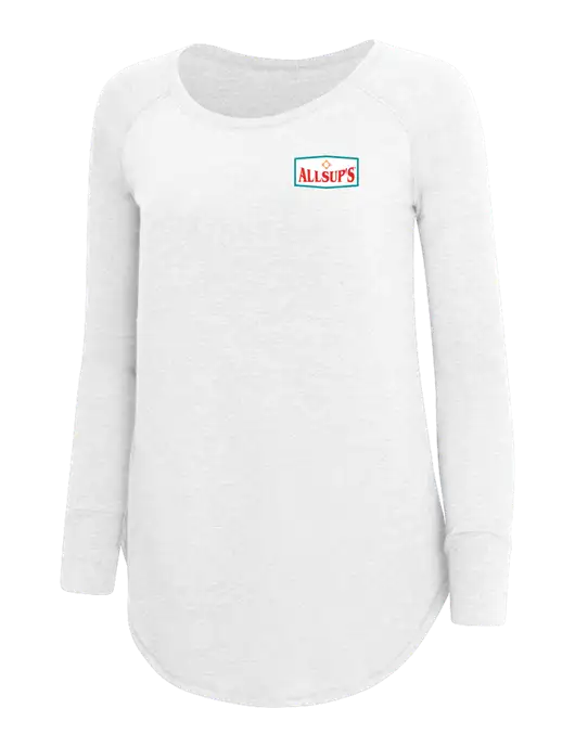 Womens Perfect Wide Collar Tunic Tri-Blend White 4.5 oz T-Shirt w/ALLSUP'S Logo