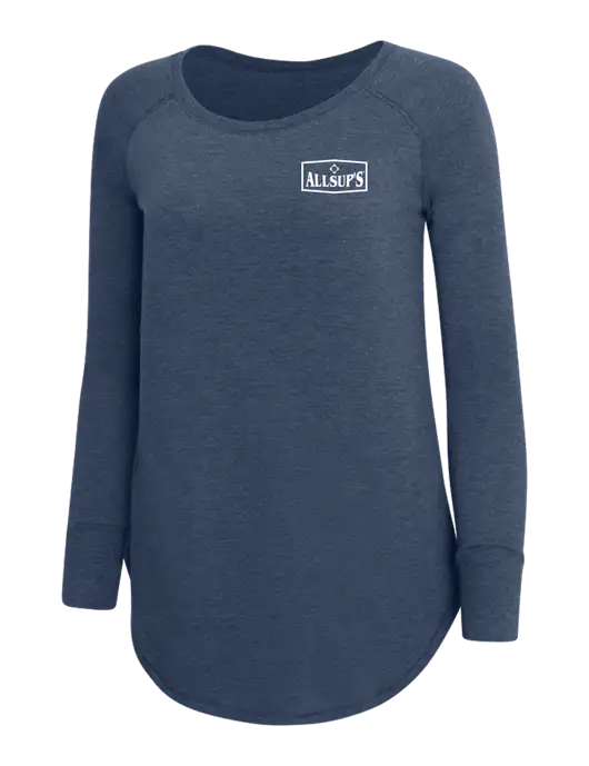 Womens Perfect Wide Collar Tunic Tri-Blend Navy Frost 4.5 oz T-Shirt w/ALLSUP'S Logo
