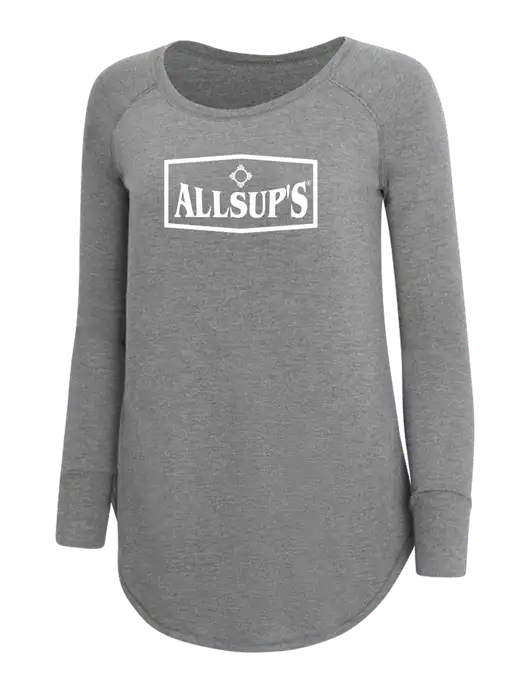 Womens Perfect Wide Collar Tunic Tri-Blend Grey Frost 4.5 oz T-Shirt w/ALLSUP'S Logo