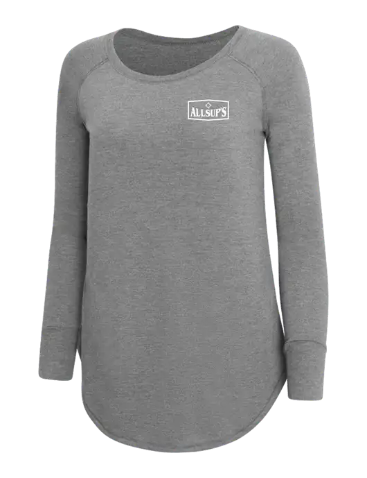 Womens Perfect Wide Collar Tunic Tri-Blend Grey Frost 4.5 oz T-Shirt w/ALLSUP'S Logo