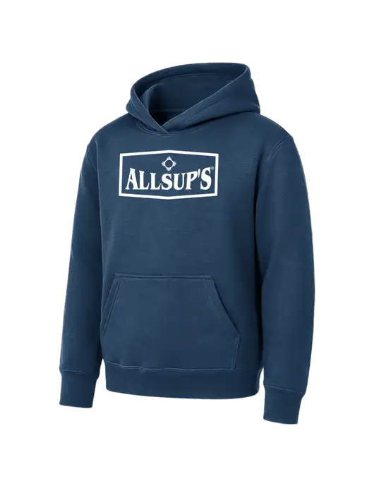Youth Navy 7.8 oz Pullover Hooded Sweatshirt w/ALLSUP'S Logo