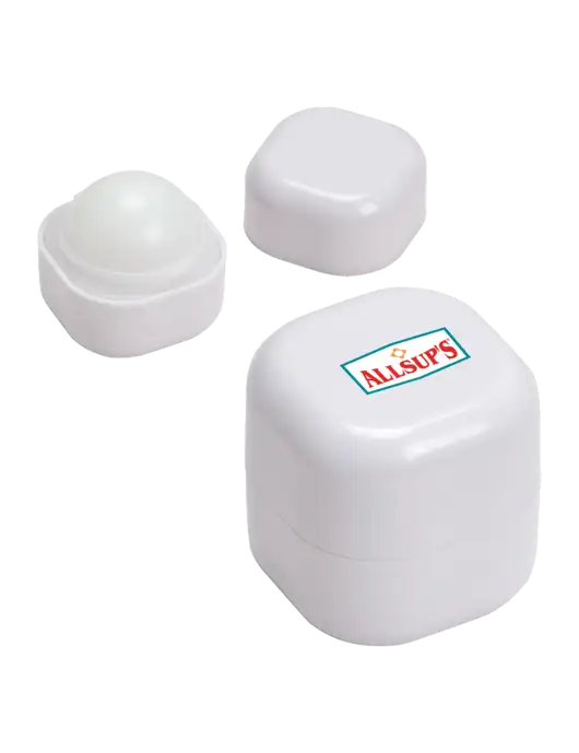 White Chap Cube Vanilla Lip Balm w/ALLSUP'S Logo