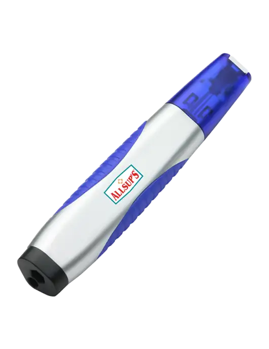 Silver/Blue Level Light Screwdriver Pen w/ALLSUP'S Logo