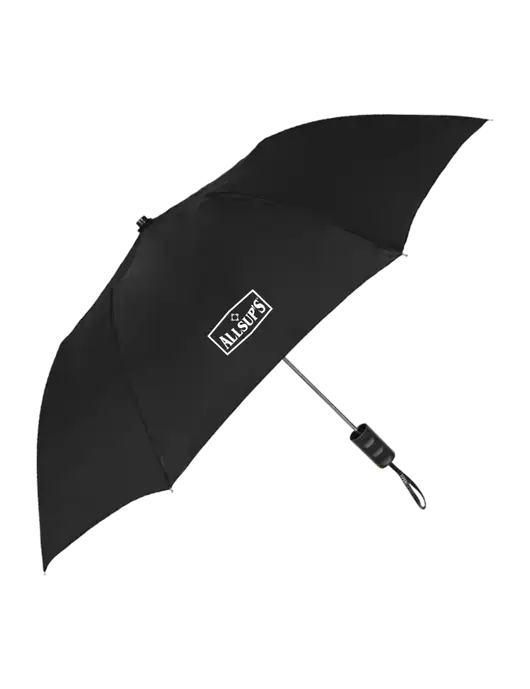 Black 42" Folding Umbrella  w/ALLSUP'S Logo