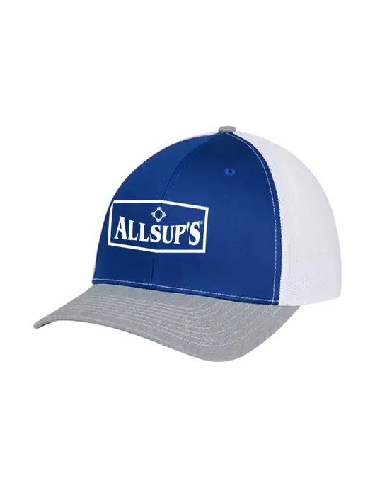 Richardson Adjustable Snapback Original 112 Trucker Cap Royal/HeatherGrey/White Mesh w/ALLSUP'S Logo