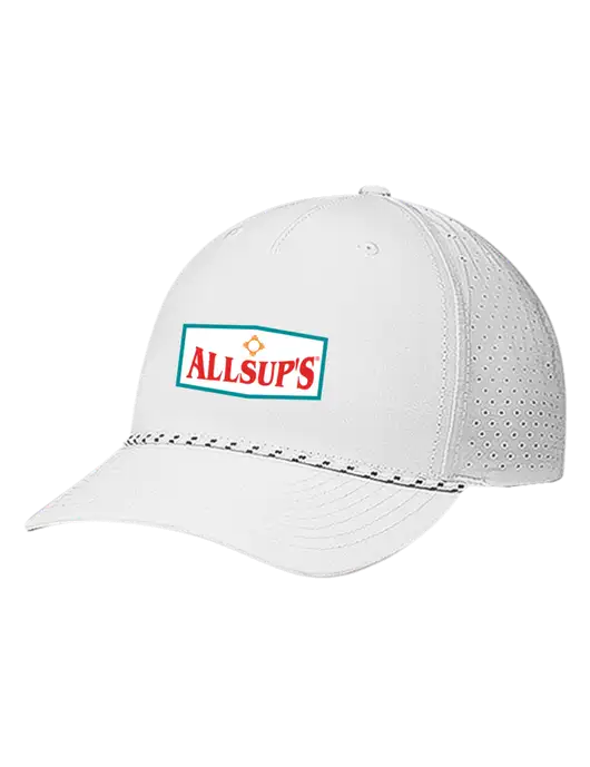 Richardson Laser Perf Performance White/White-Black Rope Cap w/ALLSUP'S Logo