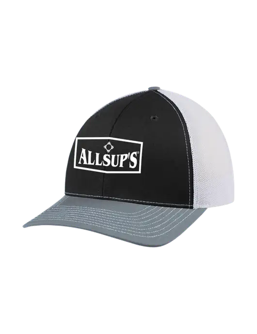 Richardson Adjustable Snapback Original 112 Trucker Cap Black/Light Heather Grey/White Mesh w/ALLSUP'S Logo