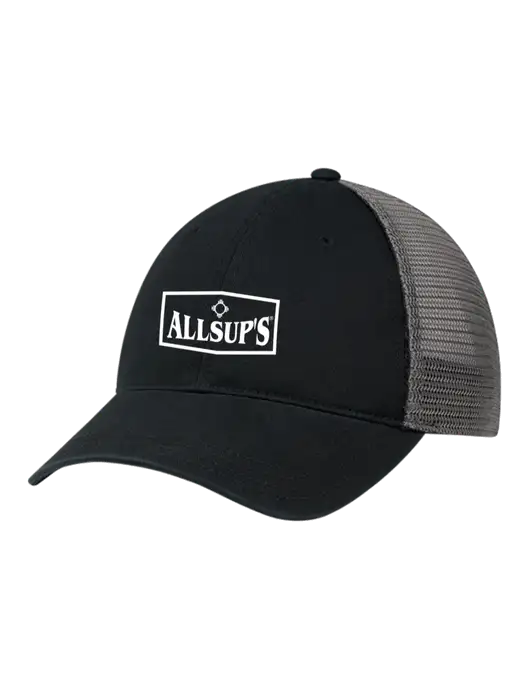 Richardson 111 Garment Washed Trucker Cap Black w/Charcoal Mesh w/ALLSUP'S Logo