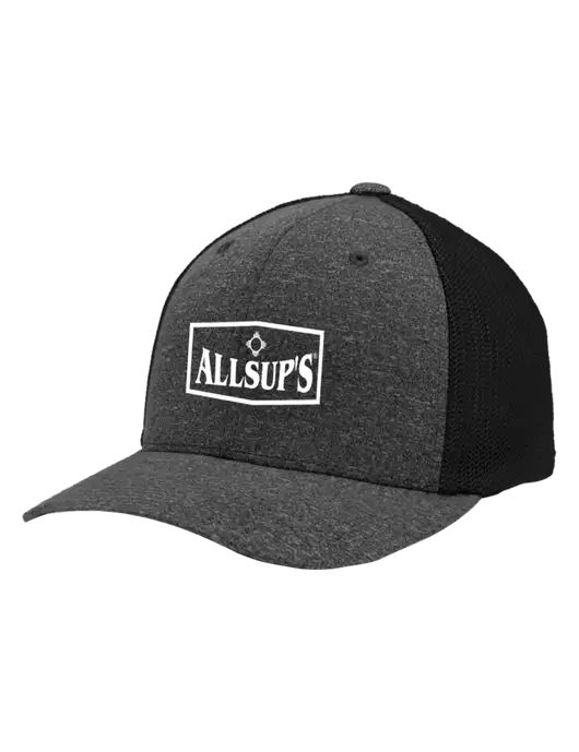 Flexfit Black/Dark Charcoal Heather Melange Mesh Back Trucker Cap w/ALLSUP'S Logo