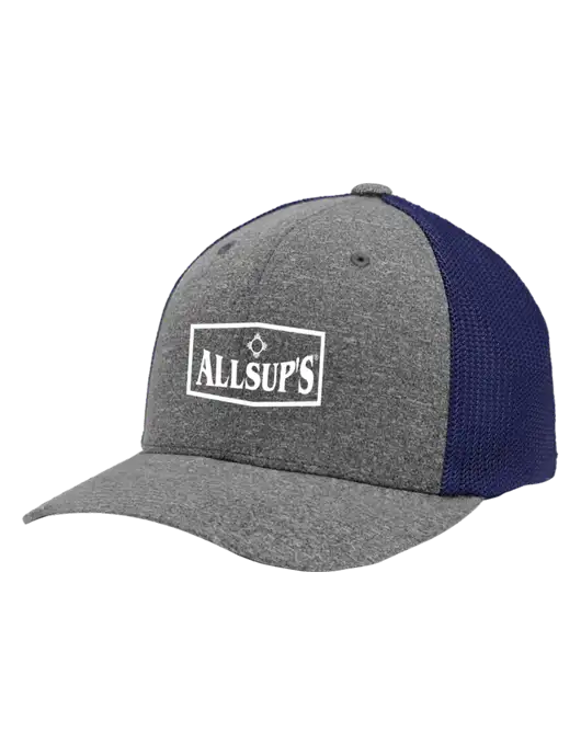 Flexfit Navy/Medium Grey Heather Melange Mesh Back Trucker Cap w/ALLSUP'S Logo
