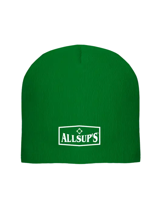 Solid Kelly Green Element Knit Beanie w/ALLSUP'S Logo
