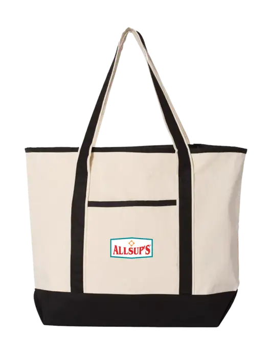 Natural/Black Large Canvas Deluxe Tote w/ALLSUP'S Logo
