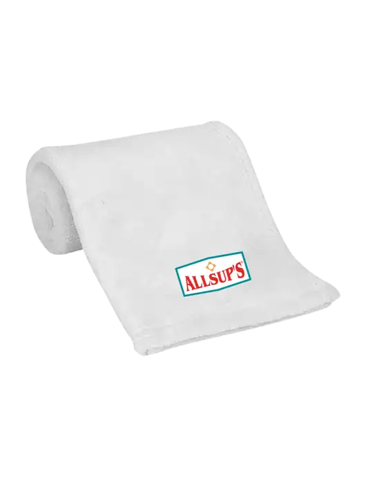 White Alpine Fleece Mink Touch Luxury Baby Blanket  w/ALLSUP'S Logo
