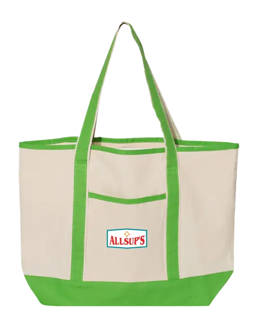 Natural/Light Kelly Large Canvas Deluxe Tote w/ALLSUP'S Logo