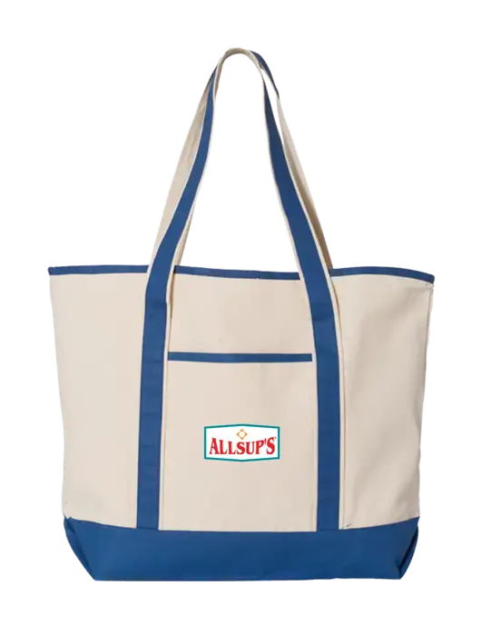 Natural/Royal Large Canvas Deluxe Tote w/ALLSUP'S Logo
