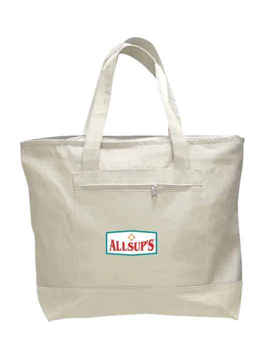 Natural Zippered Tote  w/ALLSUP'S Logo