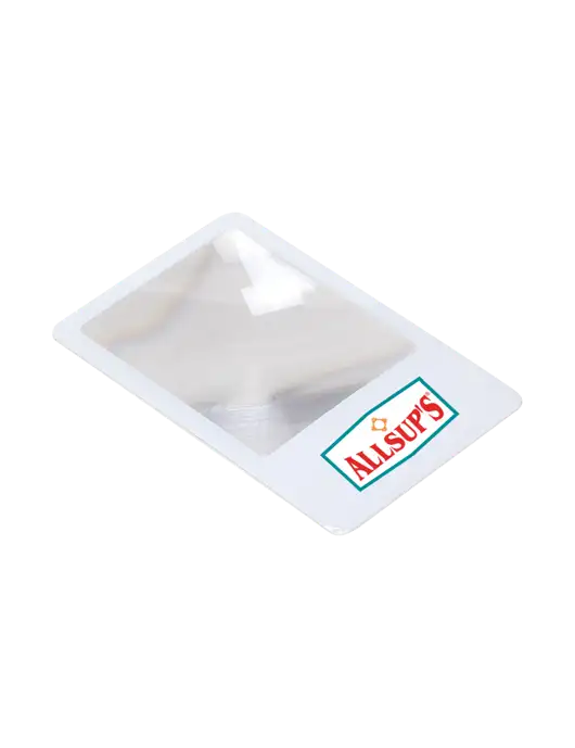 White OptiCard Pocket Magnifier w/ALLSUP'S Logo