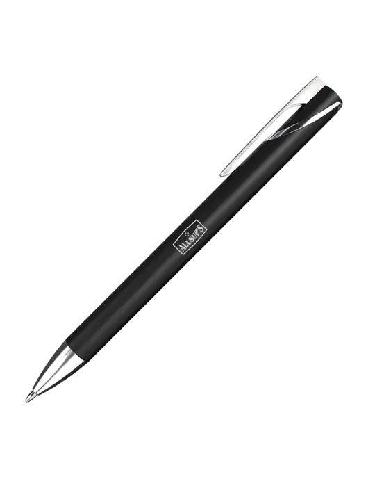Black/Chrome HyperNova Ballpoint Pen - Black Ink w/ALLSUP'S Logo