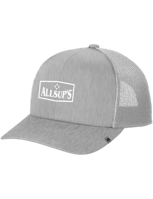 TravisMathew Light Medium Grey Heather Cruz Trucker Cap w/ALLSUP'S Logo
