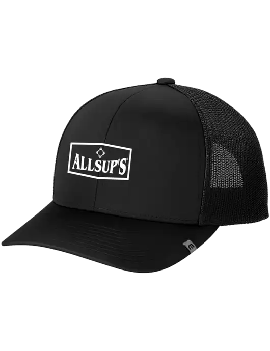 TravisMathew Black Cruz Trucker Cap w/ALLSUP'S Logo
