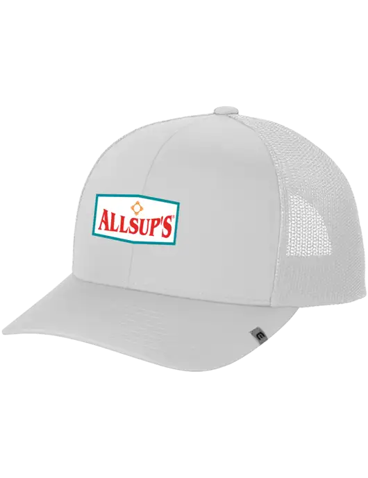 TravisMathew White Cruz Trucker Cap w/ALLSUP'S Logo