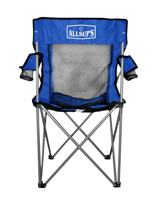 Titan Dark Royal Blue/Black Mesh Folding Chair w/ALLSUP'S Logo