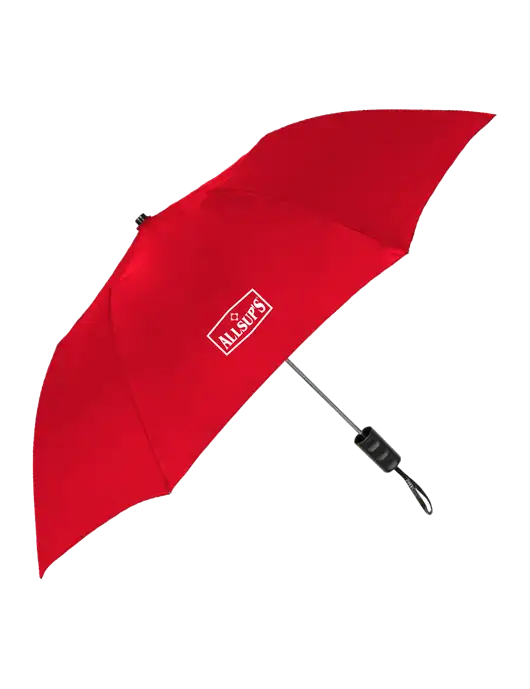 Red 42" Folding Umbrella  w/ALLSUP'S Logo