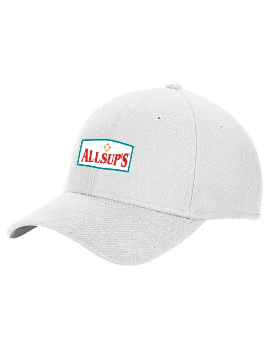 New Era Diamond Era White Stretch Cap w/ALLSUP'S Logo