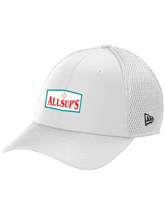 New Era 39THIRTY Performance Stretch White Mesh Cap w/ALLSUP'S Logo