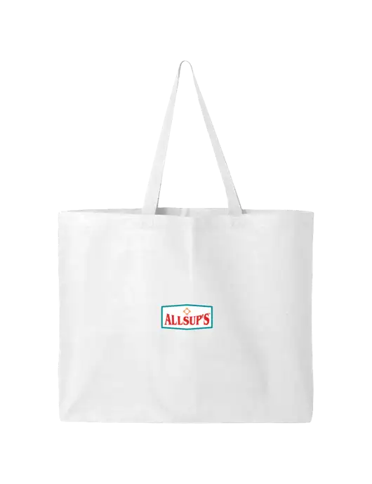 Sturdy Canvas White Tote w/ALLSUP'S Logo