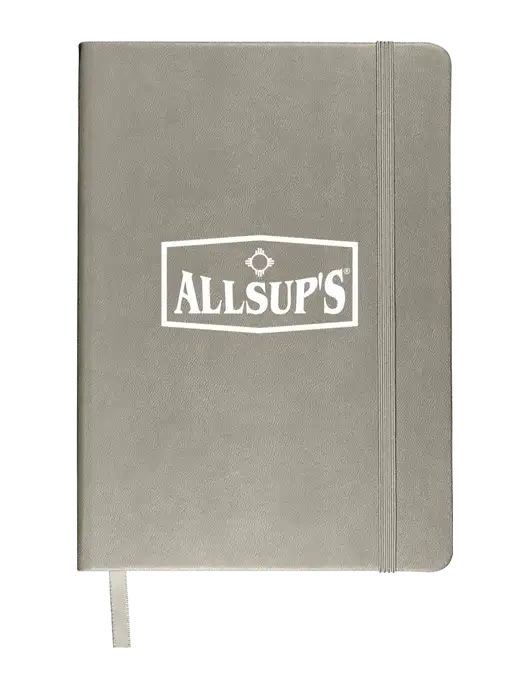 Leeman Light Medium Grey Tuscany Journal 5.75 x 8.25 w/ALLSUP'S Logo