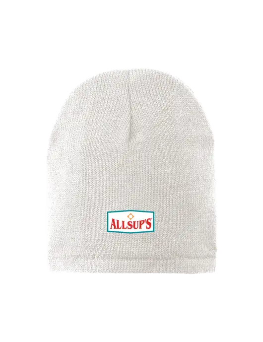 White Fleece-Lined Beanie Cap w/ALLSUP'S Logo