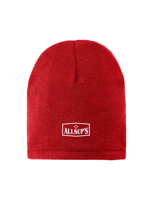 Red Fleece-Lined Beanie Cap w/ALLSUP'S Logo