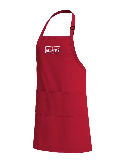 Easy Care Extra Long Bib Red Apron with Stain Release w/ALLSUP'S Logo