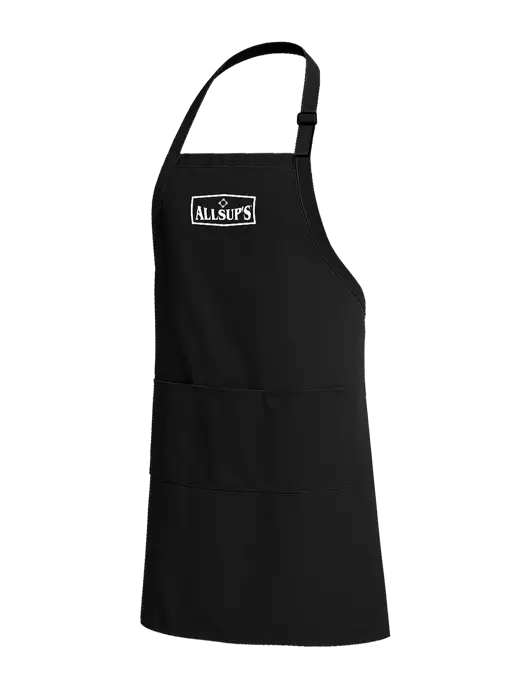 Easy Care Extra Long Bib Black Apron with Stain Release w/ALLSUP'S Logo
