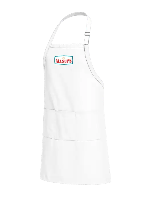 Easy Care Extra Long Bib White Apron with Stain Release w/ALLSUP'S Logo