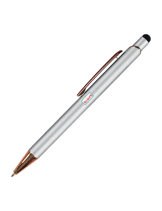 Waterlily White Stylus Blue Ink Pen w/ALLSUP'S Logo
