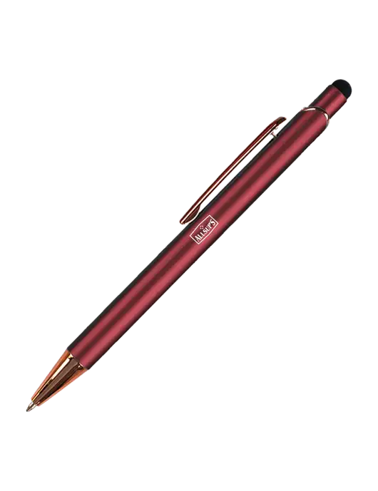 Waterlily Dark Red Stylus Blue Ink Pen w/ALLSUP'S Logo