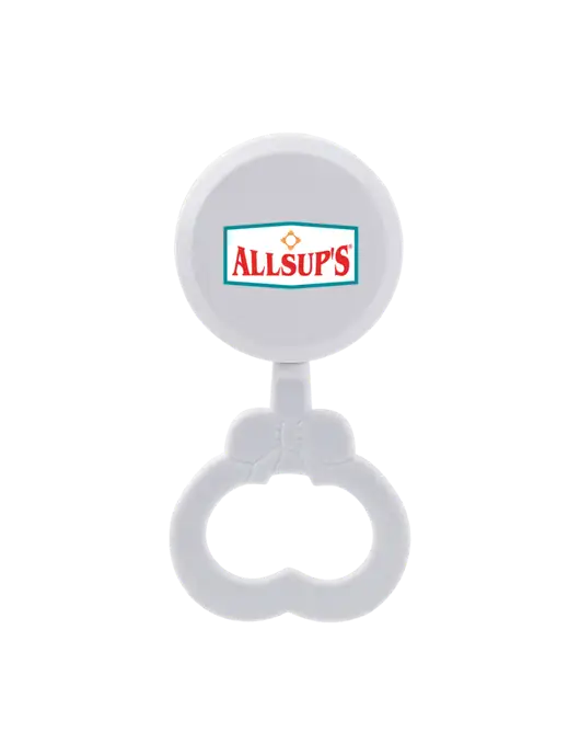 White Baby Rattle w/ALLSUP'S Logo