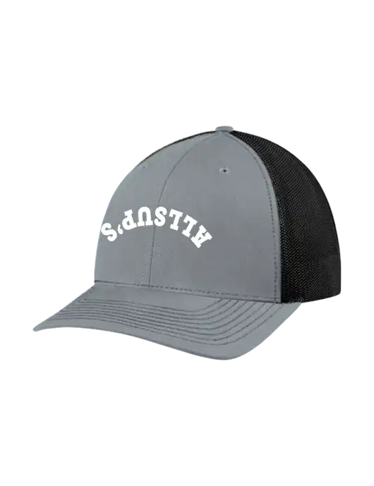 Richardson Adjustable Snapback Original 112 Trucker Cap Heather Grey w/Black Mesh w/ALLSUP'S Upside Down Arched Logo