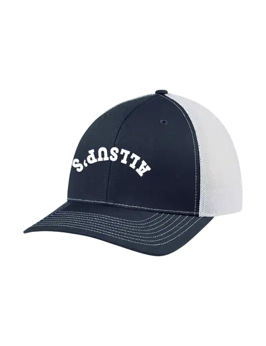 Richardson Adjustable Snapback Original 112 Trucker Cap Navy w/White Mesh w/ALLSUP'S Upside Down Arched Logo