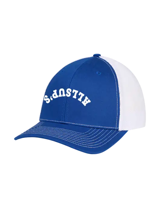 Richardson Adjustable Snapback Original 112 Trucker Cap Royal w/White Mesh w/ALLSUP'S Upside Down Arched Logo
