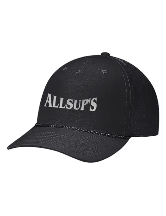 Richardson Laser Perf Performance Black/Black-Grey Rope Cap w/ALLSUP'S Reflective Silver Brick Logo