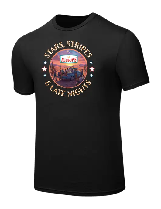 Seriously Soft Black T-Shirt w/Allsups 4th of July Logo